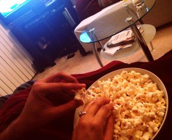 Weeknight movie date with buttered popcorn and a snuggly blanket is pure perfection.